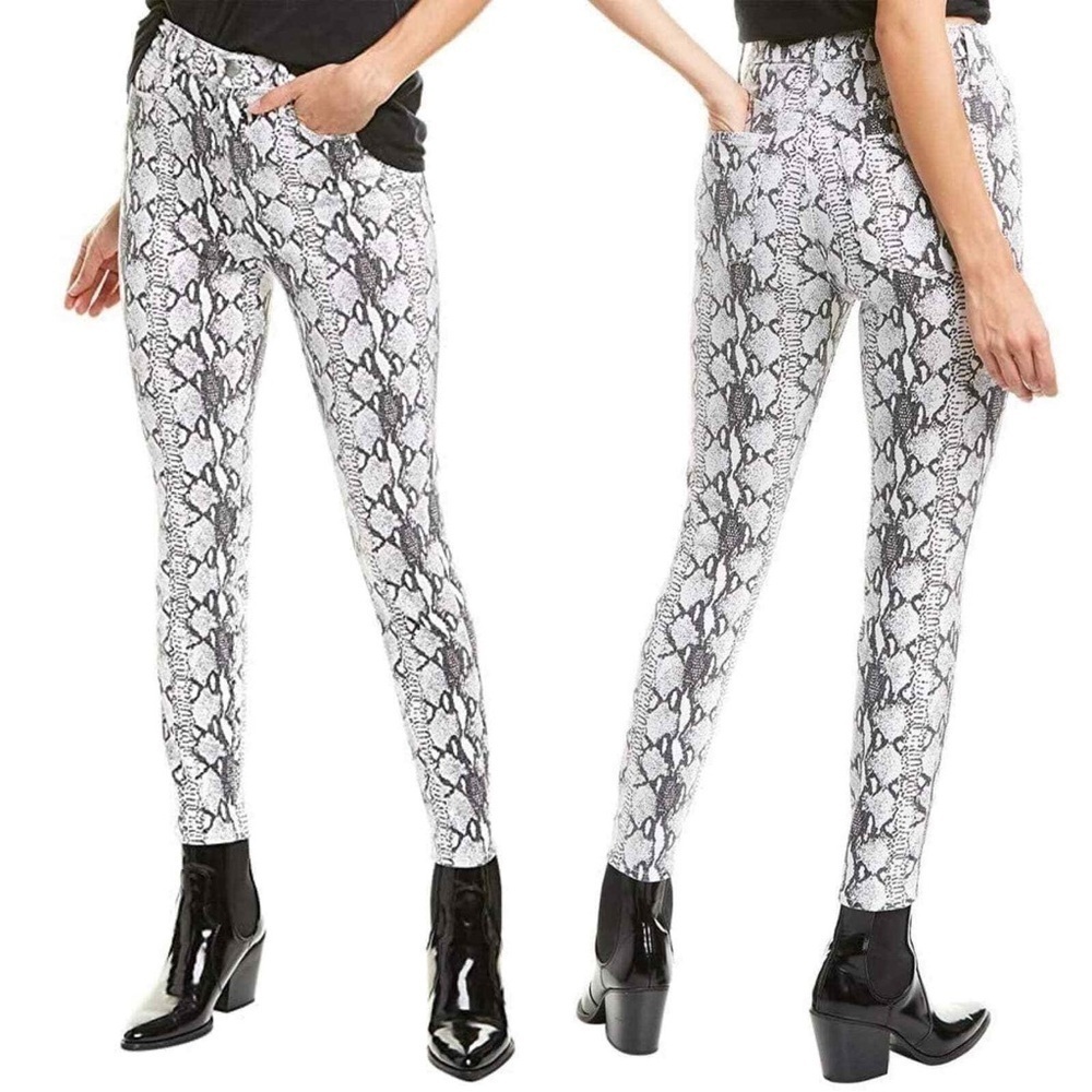 FRAME Ali High Rise Cigarette White Snake Print Jeans sz 26